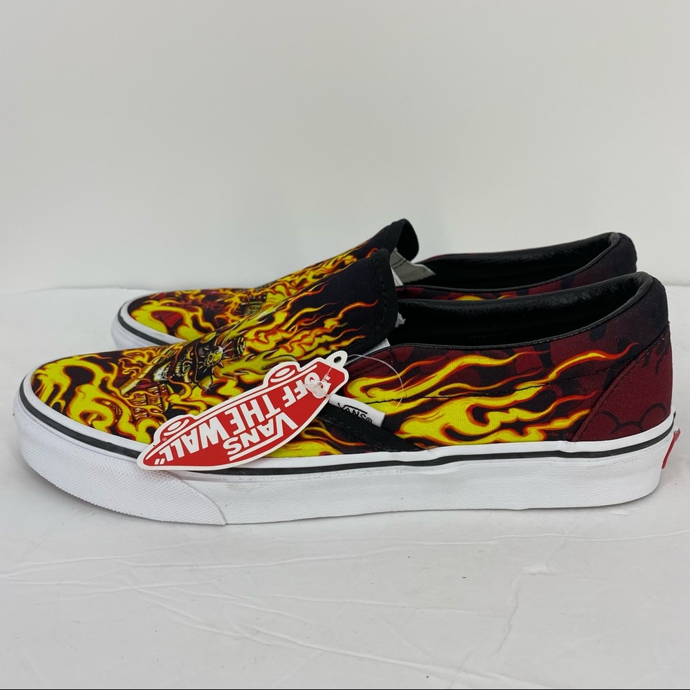Vans Slip On Samurai Rising Sneakers Flames Skull - Picture 5 of 13